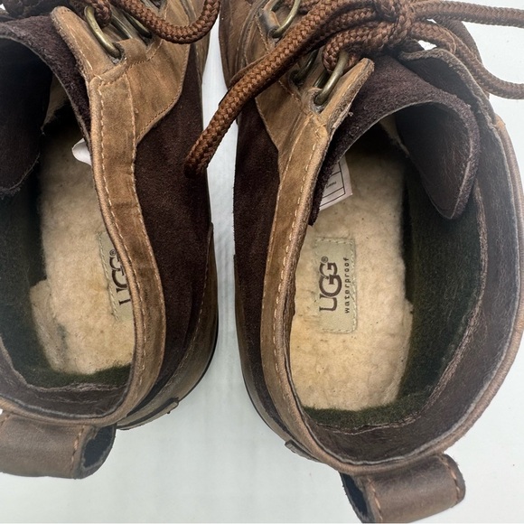 Ugg Womens Heather Suede Leather Ankle Duck Boots Size 9 Lace Up Winter Rain - Picture 7 of 11